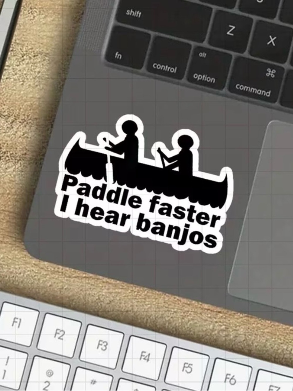 Paddle Faster I Hear Banjos Vinyl Sticker - Black & White NEW